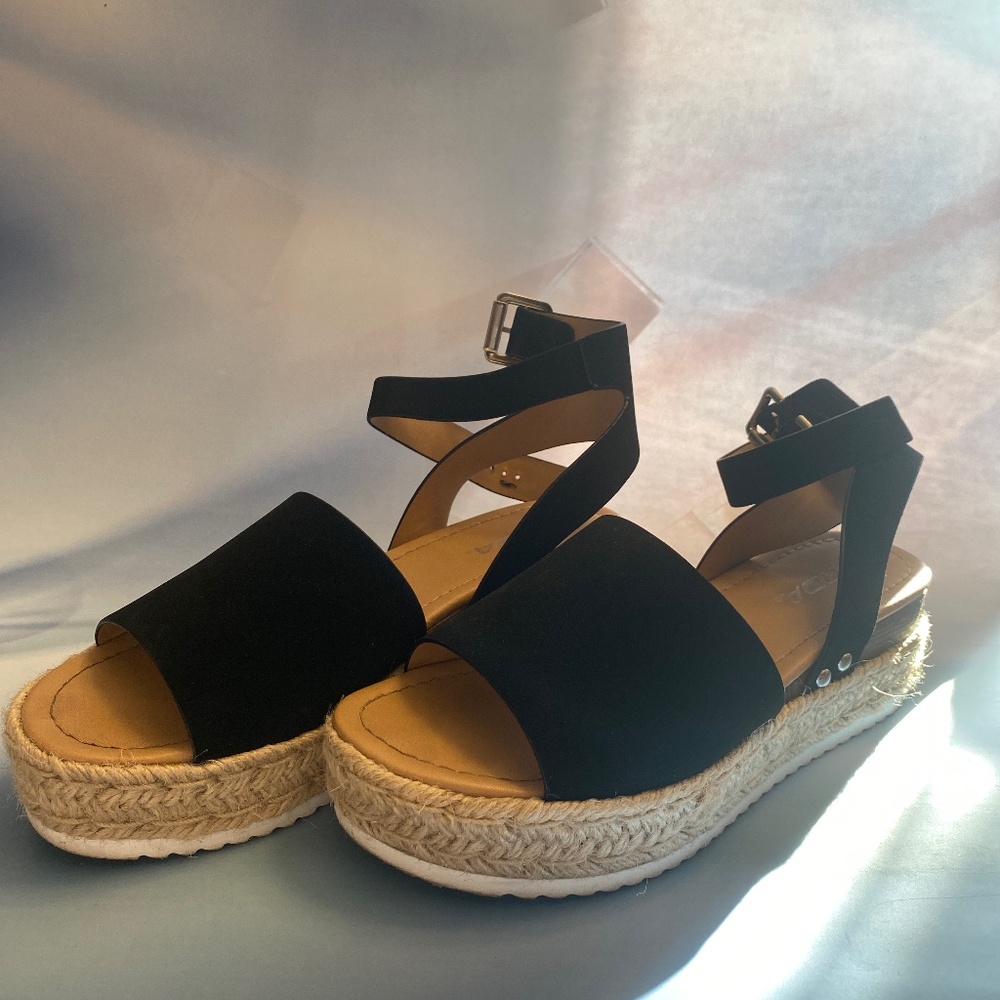 Black suede sandals